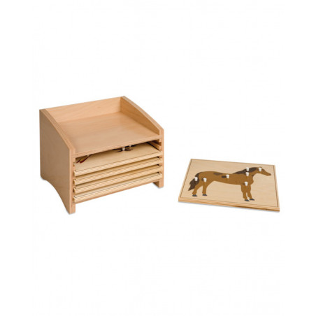 ANIMAL PUZZLE CABINET: 5 COMPARTMENTS (PUZZLES NOT INCLUDED)