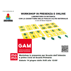 WORKSHOP MONTESSORI: LABORATORIO DI BOTANICA (SABATO 14.06.2025)
