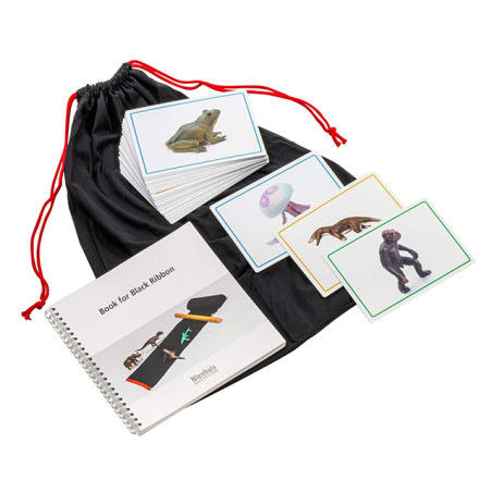 ANIMALS AND BOOK FOR THE BLACK RIBBON, ENGLISH (ANIMALS ARE PRINTED ON CARDS)